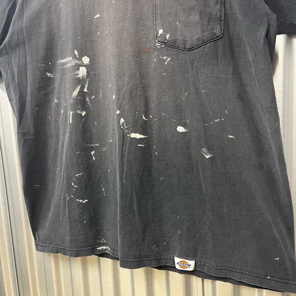 VTG 90's Dickies Black Faded Painted Pocket T Shirt Made in USA SZ XL - Picture 3 of 5